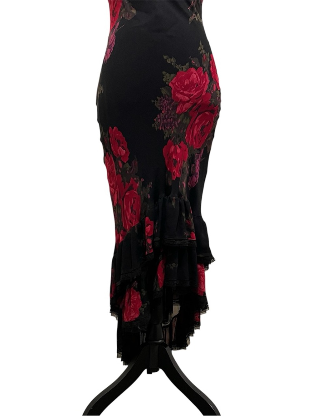 Vintage Betsey Johnson New York Silk Sheer Mesh & Lace Floral Mermaid Slip Dress - Picture 5 of 12